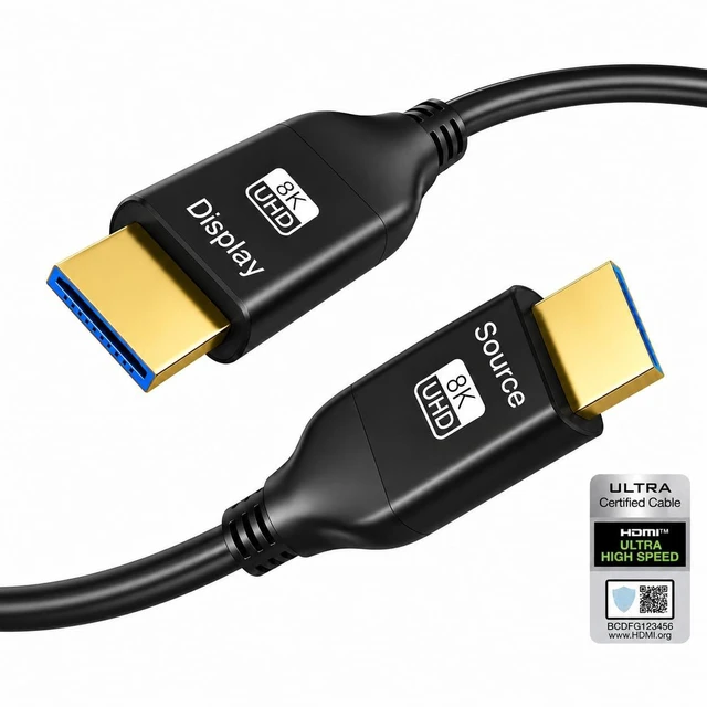 Main image of Asnish 8K Fiber Optic HDMI 2.1 Cable 100ft Ultra High-Speed 48Gbps | Slim flexible HDMI cable supporting 8K@60Hz, 4K@120Hz, HDR, eARC, ARC, HDCP 2.2 for PS5, TVs, projectors and more.
