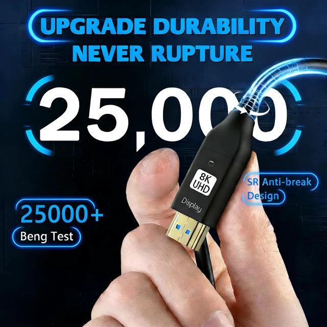 Alt view image 3 of 7 - Asnish 8K Fiber Optic HDMI 2.1 Cable 100ft Ultra High-Speed 48Gbps | Slim flexible HDMI cable supporting 8K@60Hz, 4K@120Hz, HDR, eARC, ARC, HDCP 2.2 for PS5, TVs, projectors and more.