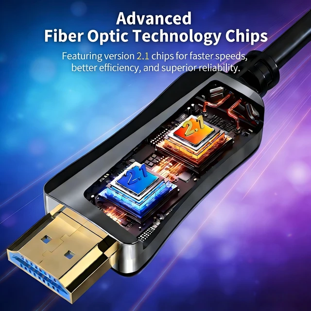 Alt view image 4 of 7 - Asnish 8K Fiber Optic HDMI 2.1 Cable 100ft Ultra High-Speed 48Gbps | Slim flexible HDMI cable supporting 8K@60Hz, 4K@120Hz, HDR, eARC, ARC, HDCP 2.2 for PS5, TVs, projectors and more.