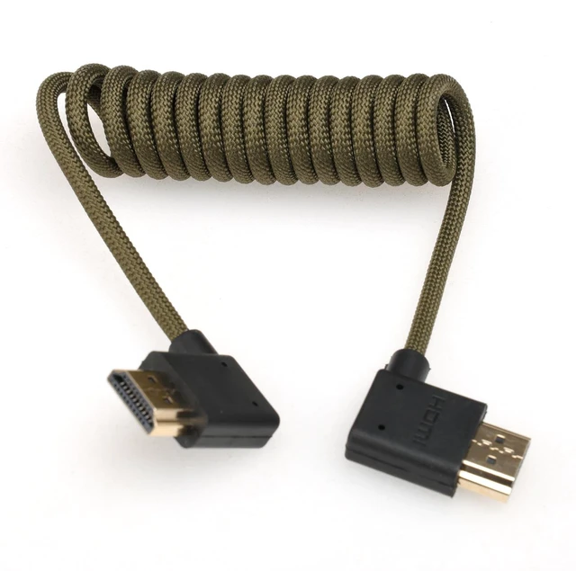 Main image of DRRI 8K/60Hz 4K/120Hz HDMI 2.1 Braided Cable for Sony FX3 Canon C100 C200 C300 BMPCC4K Panasonic Lumix S5I Camera to Portkeys SmallHD Monitor Left Right Angle Coiled