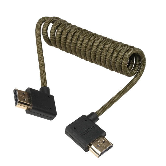 Alt view image 2 of 6 - DRRI 8K/60Hz 4K/120Hz HDMI 2.1 Braided Cable for Sony FX3 Canon C100 C200 C300 BMPCC4K Panasonic Lumix S5I Camera to Portkeys SmallHD Monitor Left Right Angle Coiled