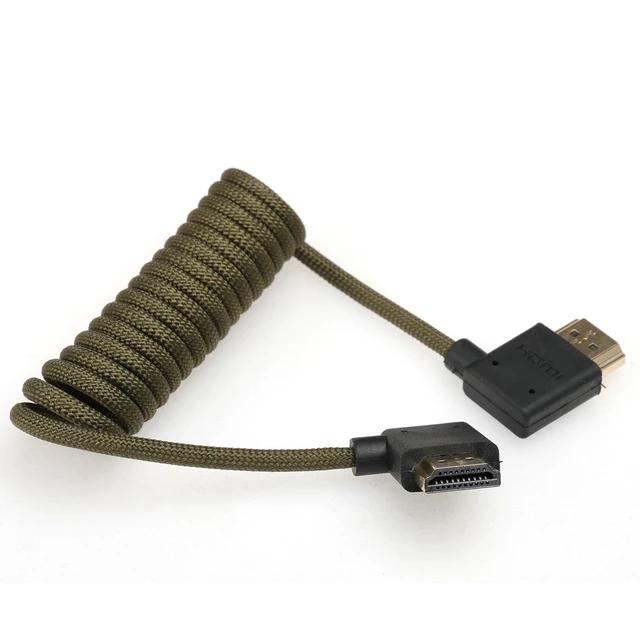 Alt view image 3 of 6 - DRRI 8K/60Hz 4K/120Hz HDMI 2.1 Braided Cable for Sony FX3 Canon C100 C200 C300 BMPCC4K Panasonic Lumix S5I Camera to Portkeys SmallHD Monitor Left Right Angle Coiled