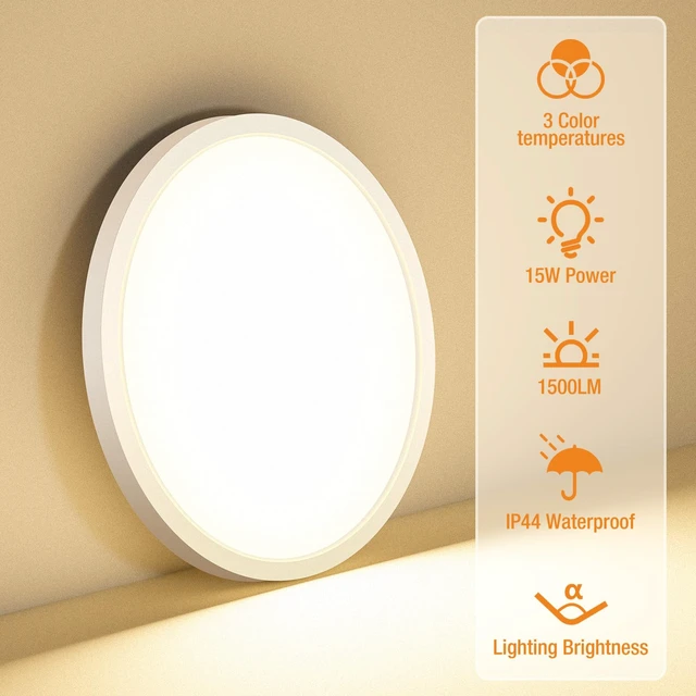 Alt view image 2 of 6 - 8PACK LED Flush Mount Ceiling Light Fixture, 3000K-4000K-6500K & 100W Equivalent Modern Kitchen Recessed Ceiling Lamp 15W 1500Lm 7.5 Inch Closet Round Surface for Bathroom Laundry Bedroom Hallway