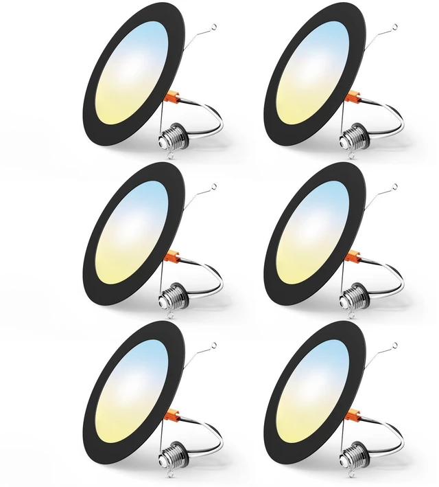 Main image of FREELICHT 6 Pack Retrofit LED Recessed Lighting 6 Inch, 5CCT, Black | 2700K/3000K/4000K/5000K/6000K Selectable, Dimmable Flat Can Lights, 1000LM Brightness, 10W, IC & Damp Rated, ETL & FCC