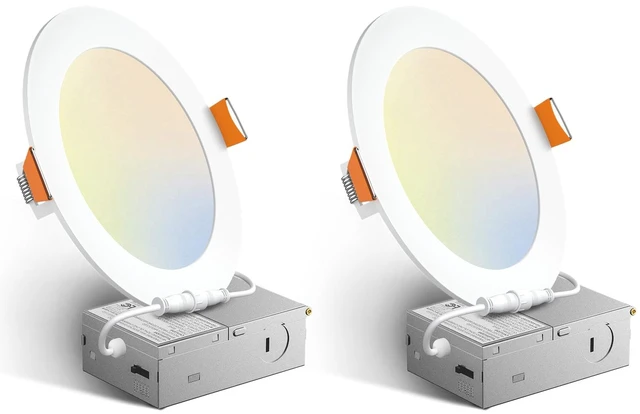 Main image of Amico 2 Pack 6 Inch 5CCT Ultra-Thin LED Recessed Ceiling Light | 1050 Lumens, 12W Low Power, 5%-100% Smooth Dimming, Easy Install, Junction Box Included, ETL & FCC Listed, Wafer Downlight