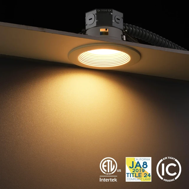 Alt view image 5 of 7 - TORCHSTAR 8-Pack 5CCT 4 Inch LED Recessed Light Canless, White | Aluminum, Anti-Glare Deep Baffle, Integrated Junction Box, CRI90, Dimmable, Air Tight, IC, ETL, 2700K/3000K/3500K/4000K/5000K