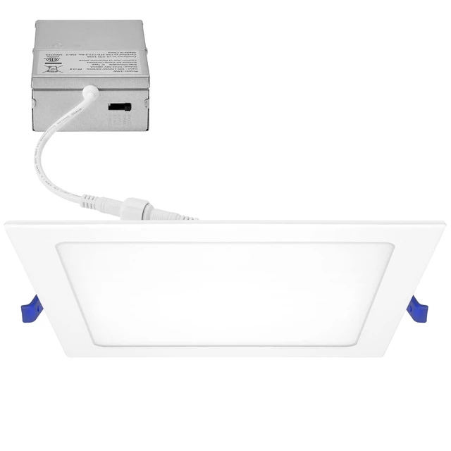 Main image of Maxxima 8 in. 5 CCT Square Slim Recessed LED Downlight, 1600 Lumens, White | Color Selectable 2700K/3000K/3500K/4000K/5000K, Flat Panel Dimmable Light Fixture, Canless with J-Box Included
