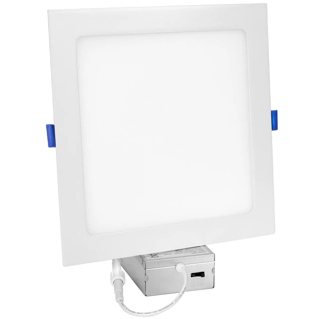 Alt view image 3 of 7 - Maxxima 8 in. 5 CCT Square Slim Recessed LED Downlight, 1600 Lumens, White | Color Selectable 2700K/3000K/3500K/4000K/5000K, Flat Panel Dimmable Light Fixture, Canless with J-Box Included