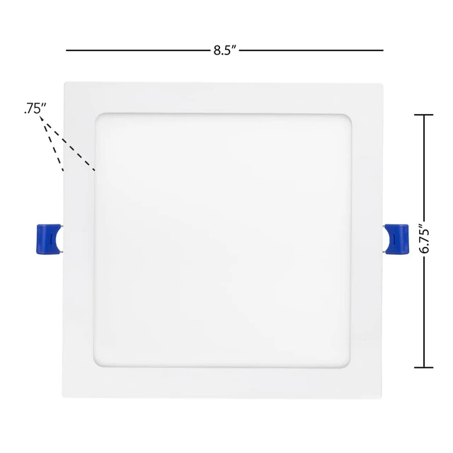 Alt view image 7 of 7 - Maxxima 8 in. 5 CCT Square Slim Recessed LED Downlight, 1600 Lumens, White | Color Selectable 2700K/3000K/3500K/4000K/5000K, Flat Panel Dimmable Light Fixture, Canless with J-Box Included