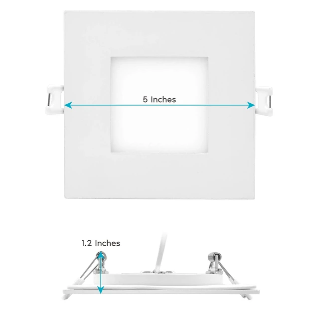 Alt view image 5 of 7 - LUXRITE 4 Inch Ultra Thin Square LED Recessed Lighting (4 Pack) | 5 Color Temperature Options 2700K - 5000K, Dimmable Downlight, 10W, IC Rated, Wet Rated, Canless LED Recessed Light, 120V