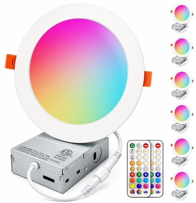 Main image of HEKEE LED Reccessed Downlights, Color Changing, 6 Inch, Recessed Ceiling Lights (6 Packs)