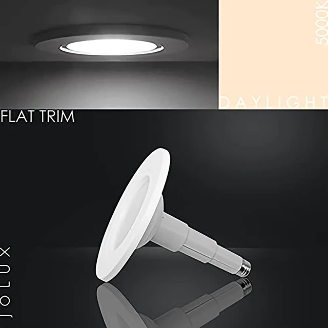 Alt view image 2 of 7 - Jolux 5/6 Inch LED Can Lights Adjustable Retrofit Recessed Lighting, 6 Pack | 5000K Daylight, Dimmable 800LM Downlight, 12W=60W, ETL, E26 Base for Recessed Light Replacement, Flat Trim.