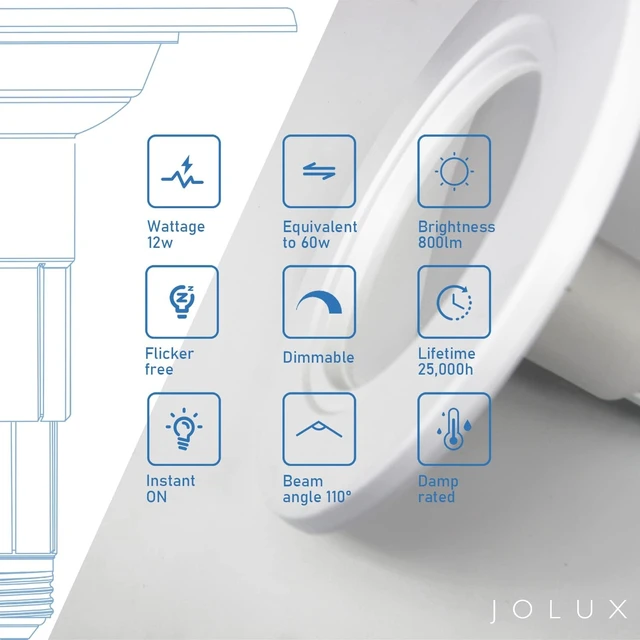 Alt view image 3 of 7 - Jolux 5/6 Inch LED Can Lights Adjustable Retrofit Recessed Lighting, 6 Pack | 5000K Daylight, Dimmable 800LM Downlight, 12W=60W, ETL, E26 Base for Recessed Light Replacement, Flat Trim.