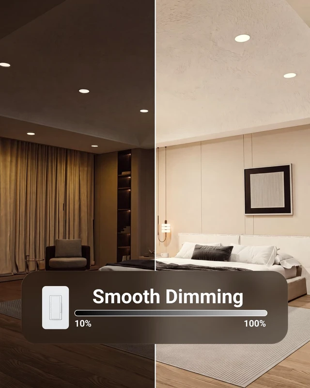 Alt view image 5 of 7 - Sunco 12 Pack 6 Inch Slim LED Recessed Ceiling Lights, 5CCT, 14W, Dimmable | 1500LM, Selectable CCT 2700K/3000K/3500K/4000K/5000K, Super Bright, Ultra Thin, Canless Wafer, Junction Box, Low Ceilings