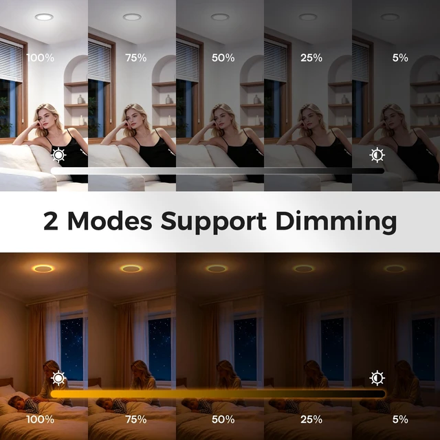 Alt view image 5 of 7 - CHARKEE 12 Pack 6 Inch 5CCT LED Recessed Ceiling Lighting with Night Light | Canless Ultra-Thin Dimmable Wafer Downlight with Junction Box,13W=110W,2700K-5000K, 1000LM, ETL & Energy Star & FCC,White