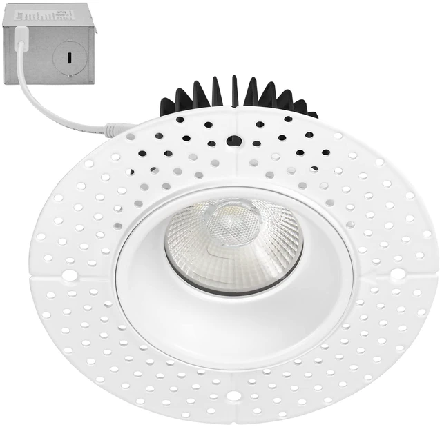 Main image of Maxxima 4" White Trimless Anti-Glare LED Downlight, 1000 Lumens, 5 CCT | Color Temperature Selectable 2700K/3000K/3500K/4000K/5000K, Dimmable, 90 CRI, J-Box Included, Ultra-Thin Canless IC Rated