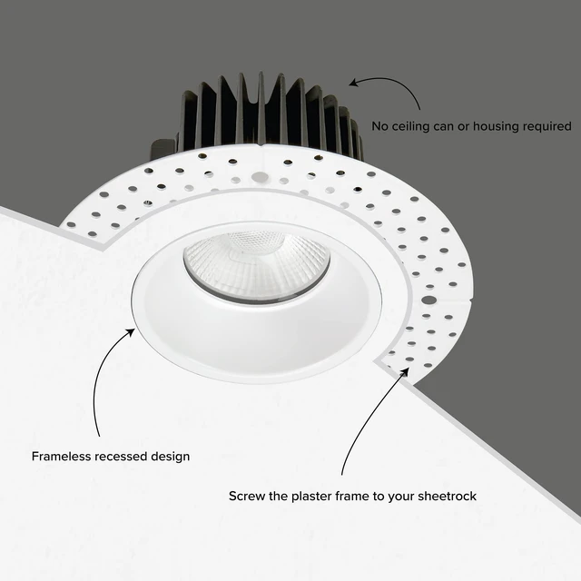 Alt view image 7 of 7 - Maxxima 4" White Trimless Anti-Glare LED Downlight, 1000 Lumens, 5 CCT | Color Temperature Selectable 2700K/3000K/3500K/4000K/5000K, Dimmable, 90 CRI, J-Box Included, Ultra-Thin Canless IC Rated