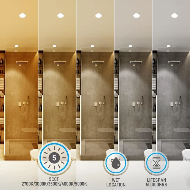 Alt view image 3 of 7 - TORCHSTAR 12-Pack 5CCT 6 Inch LED Recessed Ceiling Light, CRI 90 | 1000lm Dimmable Slim Canless Downlight with J-Box, 2700K3000K3500K4000K5000K, ETL Listed