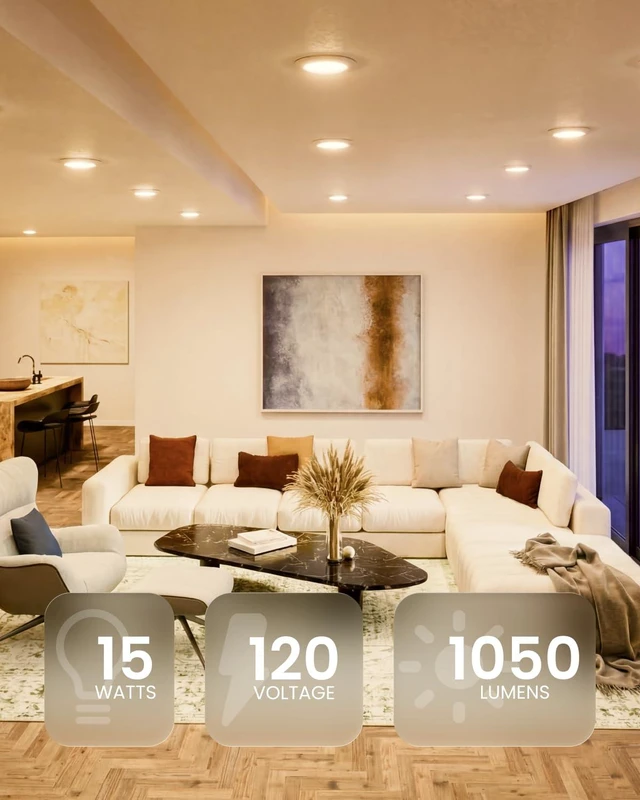 Alt view image 2 of 7 - Sunco 12 Pack 6 Inch Flush Mount LED Ceiling Disk Lights, 15W=75W Dimmable | 1050LM, 3000K Warm White, 15W=75W, Low-Profile Flush Mount LED Disk for Recessed Ceiling Lighting and Closets