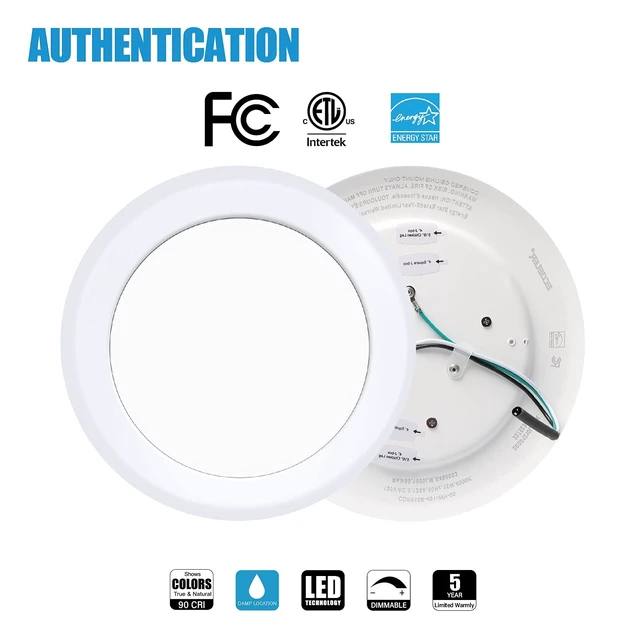Alt view image 2 of 7 - ECOELER 6 Dimmable LED Flush Mount Disc Lights, 16.5W, 1000Lm, 5000K Day Light, Surface Mount Ceiling Light Installs with Junction Box or Recessed Can, Energy Star & ETL-Listed, 24 Pack