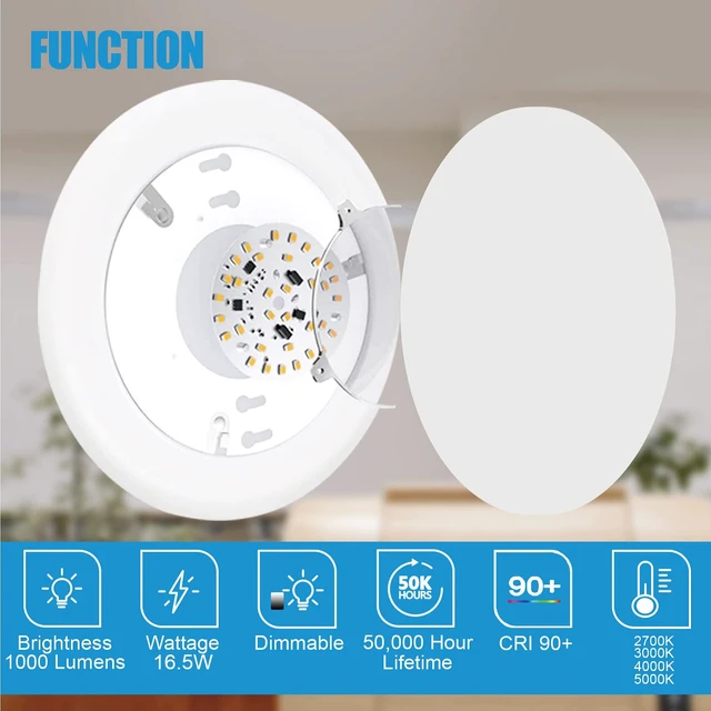 Alt view image 3 of 7 - ECOELER 6 Dimmable LED Flush Mount Disc Lights, 16.5W, 1000Lm, 5000K Day Light, Surface Mount Ceiling Light Installs with Junction Box or Recessed Can, Energy Star & ETL-Listed, 24 Pack