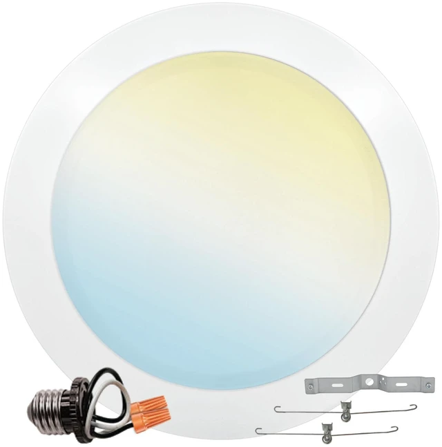Main image of 8 Inch LED Disk Lights, 27W, 2000LM, 5CCT Selectable 2700K - 5000K | Flush Mount Recessed Retrofit Ceiling Light, 2000LM, Dimmable, J-Box or 6" Can Install, 9.4" Face Diameter, Energy Star, ETL