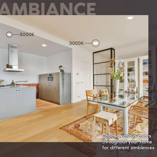 Alt view image 4 of 7 - 8 Inch LED Disk Lights, 27W, 2000LM, 5CCT Selectable 2700K - 5000K | Flush Mount Recessed Retrofit Ceiling Light, 2000LM, Dimmable, J-Box or 6" Can Install, 9.4" Face Diameter, Energy Star, ETL