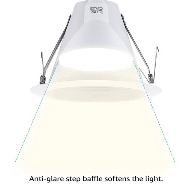 Alt view image 3 of 6 - TORCHSTAR 6-Pack 6" Recessed Can Light Trim Self-Flanged, White | Anti-Glare Cone Baffle Trim, Airtight, IC-Rated, for 6 Inch Can, Self-Flanged Recessed Light Trim, for PAR30 PAR38 BR30 BR40