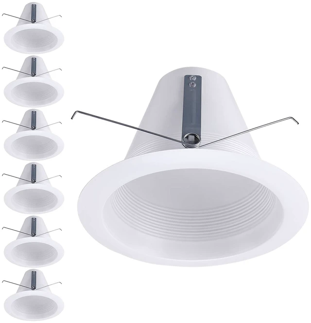 Main image of TORCHSTAR 6-Pack 6" Recessed Can Light Trim Self-Flanged, White | Anti-Glare Cone Baffle Trim, Airtight, IC-Rated, for 6 Inch Can, Self-Flanged Recessed Light Trim, for PAR30 PAR38 BR30 BR40