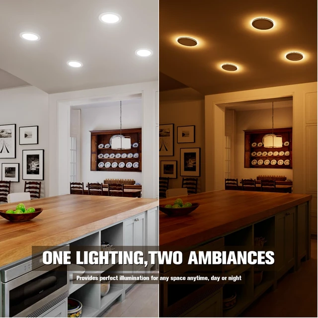 Alt view image 4 of 7 - VOLISUN 6 Pack 6 Inch 5CCT Recessed Light with Night Light, 1080LM | Canless LED Recessed Lighting 6 inch,2700K-5000K Selectable,12W=130W, Dimmable Recessed Ceiling Wafer Lighs,ETL Certificated