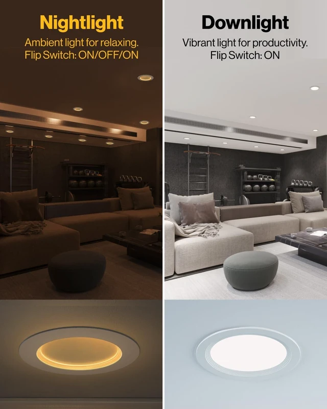 Alt view image 2 of 7 - Sunco 12 Pack 6 Inch Slim LED Recessed Ceiling Lights, Night Light, 5CCT | Selectable CCT 2700K/3000K/4000K/5000K/6000K, Dimmable, With Junction Box, Canless Wafer Thin, Baffle Trim for Low Ceilings