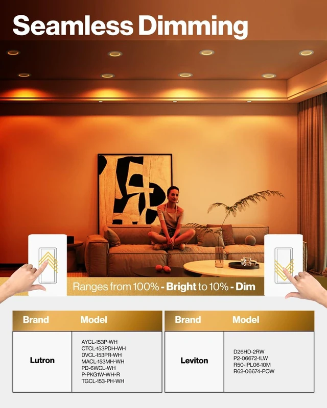 Alt view image 7 of 7 - Sunco 12 Pack 6 Inch Slim LED Recessed Ceiling Lights, Night Light, 5CCT | Selectable CCT 2700K/3000K/4000K/5000K/6000K, Dimmable, With Junction Box, Canless Wafer Thin, Baffle Trim for Low Ceilings