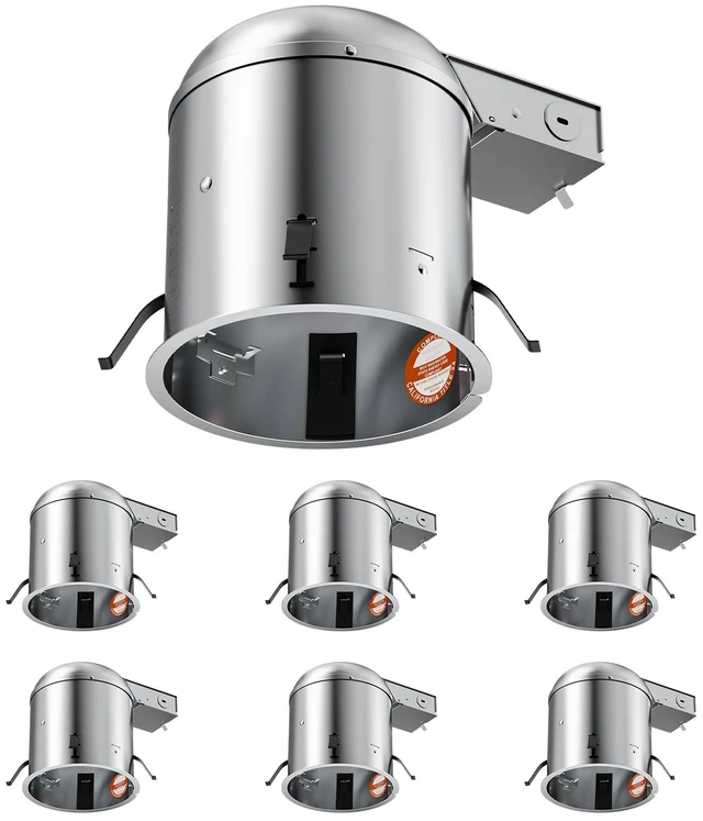 Main image of Anyhome 6 Pack 6 Inch Recessed Lighting Housing Remodel,Can Light Housing | IC Rated & Air Tight,E26 Connector,ETL Listed