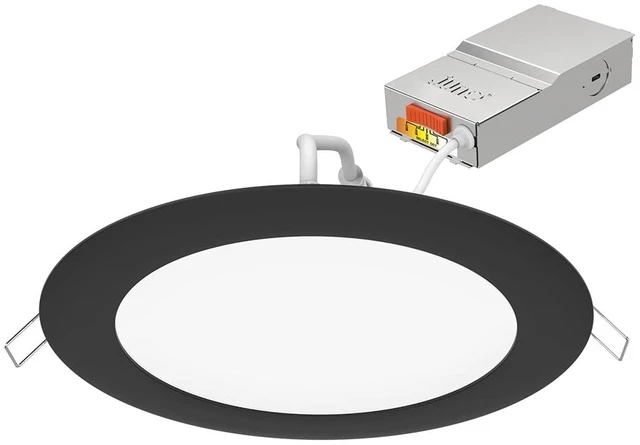 Alt view image 6 of 7 - Juno 6 Inch LED Recessed Light, 5CCT, Ultra-Thin Flat Trim, Black, 6-Pk | 6 Inch Matte Black Round Wafer Downlights, 5-in-1 Switchable White Color Temperature, 120V, 6-Pack (WF6 SWW5 90CRI CP6 MB M2)