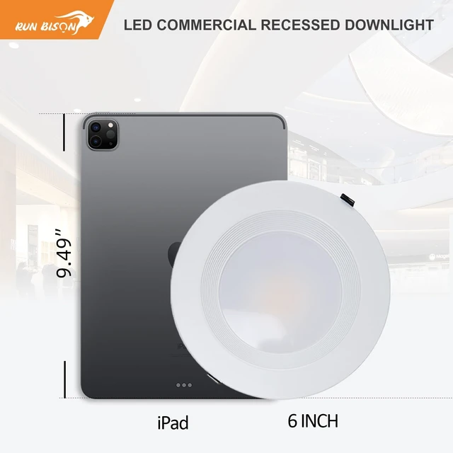 Alt view image 5 of 7 - Run Bison 6 inch 120-277V LED Recessed Lighting with J-Box, ETL Listed | Wattage Adjustable 12/16/20W,3 Color Selectable 3000K-5000K, 10%-100% Dimmable, Canless LED Downlight -1 Pack