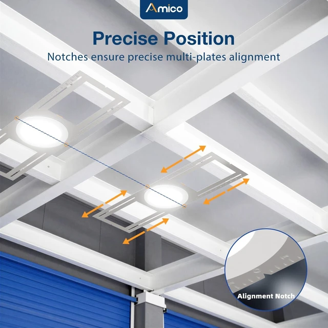 Alt view image 4 of 7 - Amico 24 Pack 26 Inch New Construction Mounting Plate, Wafer Light Bracket | Round Hole 3/4/6 Inch Flat Galvanized Steel Wafer Light Rough in Plate for LED Recessed Lighting Housing
