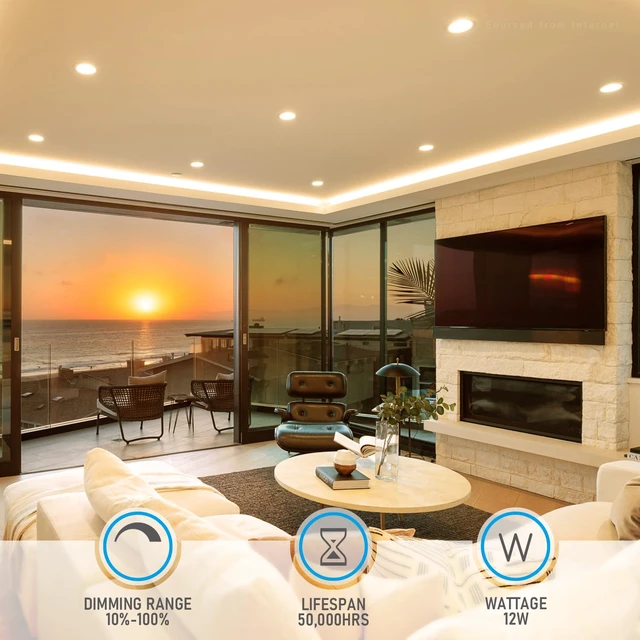 Alt view image 6 of 7 - TORCHSTAR 8-Pack 5CCT 6 Inch Slim LED Recessed Lights, Anti-Glare, Aluminum | 12W 1000LM, CRI90 Dimmable Ceiling Downlight with J Box, Air Tight, IC Rated, 2700K3000K3500K4000K5000K, ETL, Energy Star