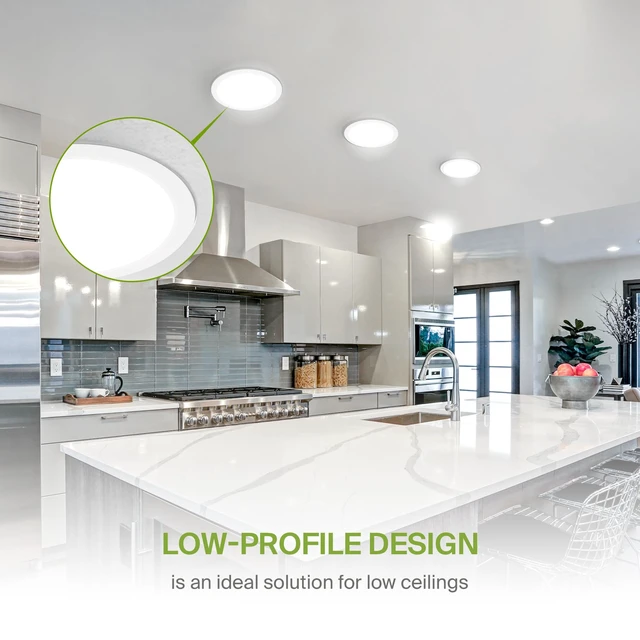 Alt view image 4 of 7 - ASD 4 Pack 11/12 Inch LED Recessed Lighting 24W, 5 CCT 2700K-5000K CRI90+, IC Rated Ultra Thin Dimmable Ceiling Lights with J Box, Canless Wafer Downlight, Round Slim Panel Light, UL Listed, White