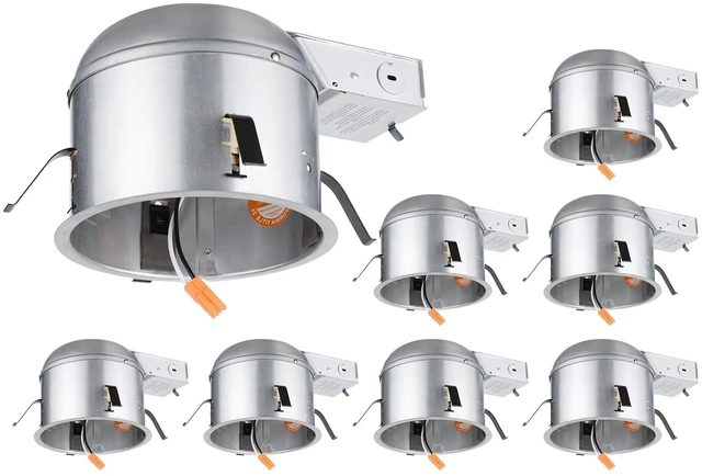 Main image of 8-Pack 6 Inch Shallow Remodel Recessed Lighting Housing 120-277V | IC Rated, Air Tight, Max 20W Compatible Ceiling LED Downlight Can, ETL Listed, Slim/Narrow Can Light Housing, TP24 Connector