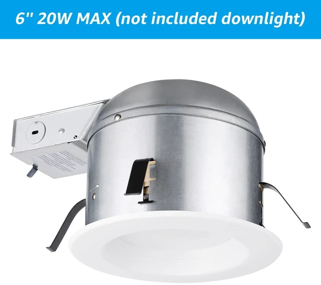 Alt view image 2 of 7 - 8-Pack 6 Inch Shallow Remodel Recessed Lighting Housing 120-277V | IC Rated, Air Tight, Max 20W Compatible Ceiling LED Downlight Can, ETL Listed, Slim/Narrow Can Light Housing, TP24 Connector