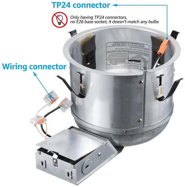 Alt view image 5 of 7 - 8-Pack 6 Inch Shallow Remodel Recessed Lighting Housing 120-277V | IC Rated, Air Tight, Max 20W Compatible Ceiling LED Downlight Can, ETL Listed, Slim/Narrow Can Light Housing, TP24 Connector