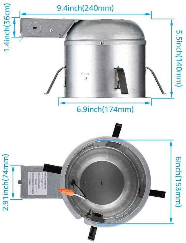 Alt view image 6 of 7 - 8-Pack 6 Inch Shallow Remodel Recessed Lighting Housing 120-277V | IC Rated, Air Tight, Max 20W Compatible Ceiling LED Downlight Can, ETL Listed, Slim/Narrow Can Light Housing, TP24 Connector
