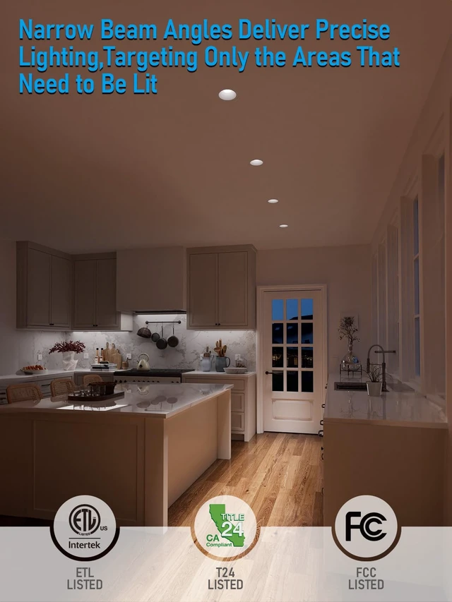 Alt view image 5 of 7 - TORCHSTAR 4-Pack 3 Inch 5CCT Zero Glare LED Recessed Lights with J-Box | Deep Recessed Anti Glare Canless Downlight, Gimbal Ceiling Light, Ultra Narrow Frame, ETL FCC, 2700K/3000K/3500K/4000K/5000K