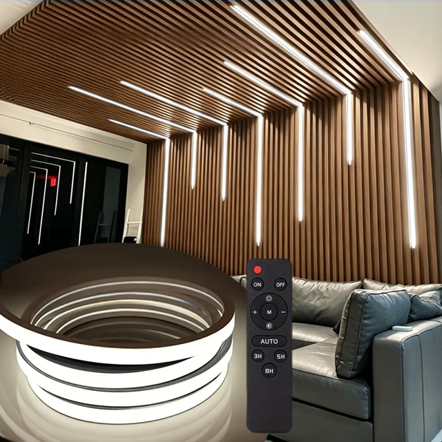 Main image of Art3d 6-Pack Flexible Recessed LED Strip Light Kit, Dimmable White Light | Reusable Recessed Silicone Rope Light, Remote Control, Easy DIY Installation, Ideal for Slat Wall Panel Headboard Home Decor