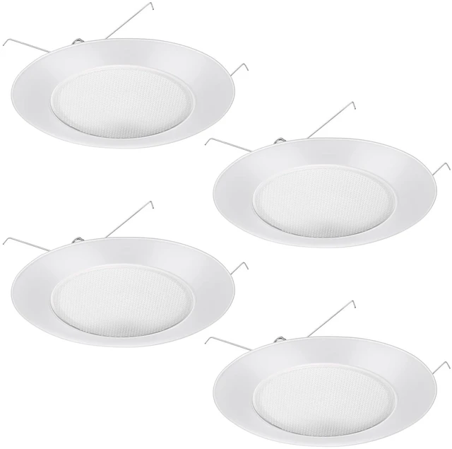 Main image of Glooglitter 4 Pcs 6 Inch Shower Trim Recessed Light Covers with Lens | White Albalite Lens Diffuser, Waterproof Ceiling Trim for Wet Bathroom, Replacement with Spring Clips, Easy Install Fixture