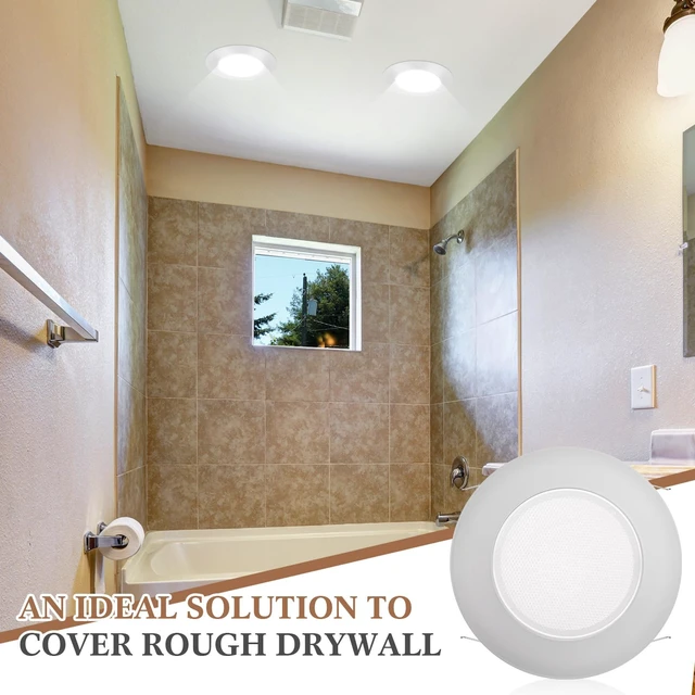 Alt view image 6 of 6 - Glooglitter 4 Pcs 6 Inch Shower Trim Recessed Light Covers with Lens | White Albalite Lens Diffuser, Waterproof Ceiling Trim for Wet Bathroom, Replacement with Spring Clips, Easy Install Fixture
