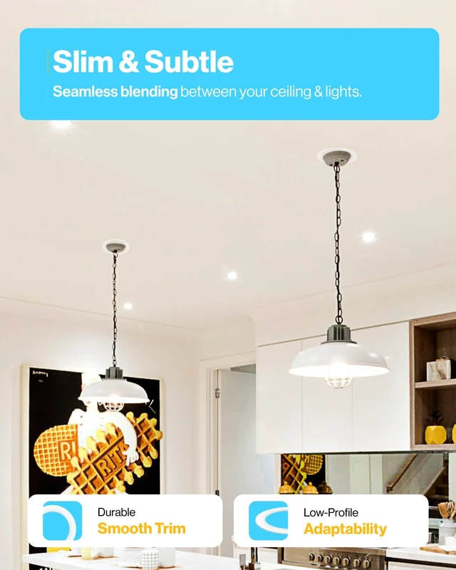 Alt view image 4 of 6 - Sunco 12 Pack 6 Inch Recessed Light Goof Ring, White, Matte Finish | Flush Mount White Can Light Trim Ring Cover, OD 8.6 Inch/ID 6.2 Inch, Paintable, Covers Oversized Ceiling Holes