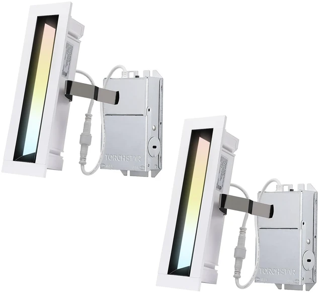 Main image of TORCHSTAR 2-Pack 7 Inch LED Recessed Mini Linear Light, 63° Polarized Angle | 5CCT, CRI90 Dimmable Recessed Lighting with Junction Box, ETL FCC Listed, 2700K3000K3500K4000K5000K
