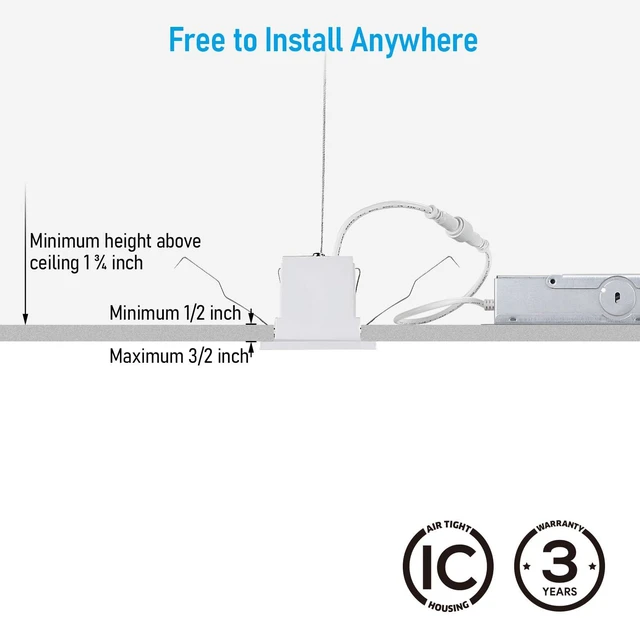 Alt view image 3 of 7 - TORCHSTAR 2-Pack 7 Inch LED Recessed Mini Linear Light, 63° Polarized Angle | 5CCT, CRI90 Dimmable Recessed Lighting with Junction Box, ETL FCC Listed, 2700K3000K3500K4000K5000K