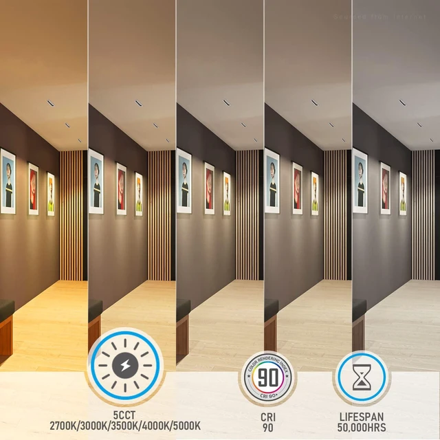 Alt view image 2 of 7 - TORCHSTAR 2-Pack 7 Inch LED Recessed Mini Linear Light, 63° Polarized Angle | 5CCT, CRI90 Dimmable Recessed Lighting with Junction Box, ETL FCC Listed, 2700K3000K3500K4000K5000K
